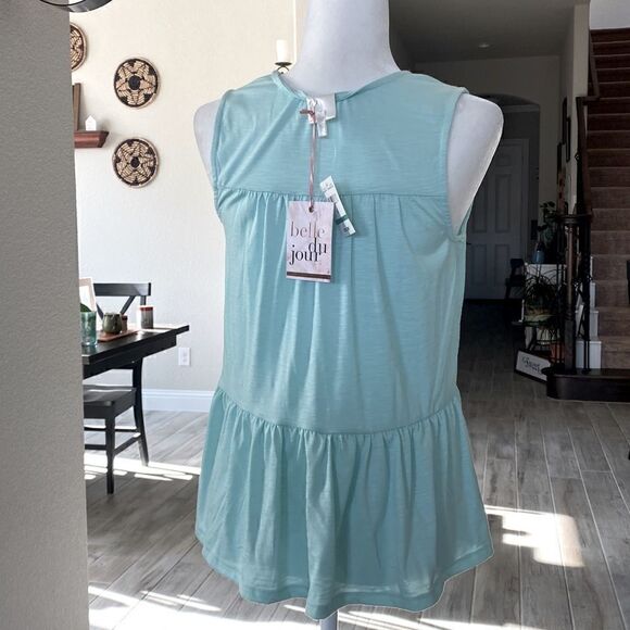 Belle Du Jour Tiered Tank Top Aqua NWT Crew Neck Sleeveless Boho Tier Spring S - Picture 10 of 11